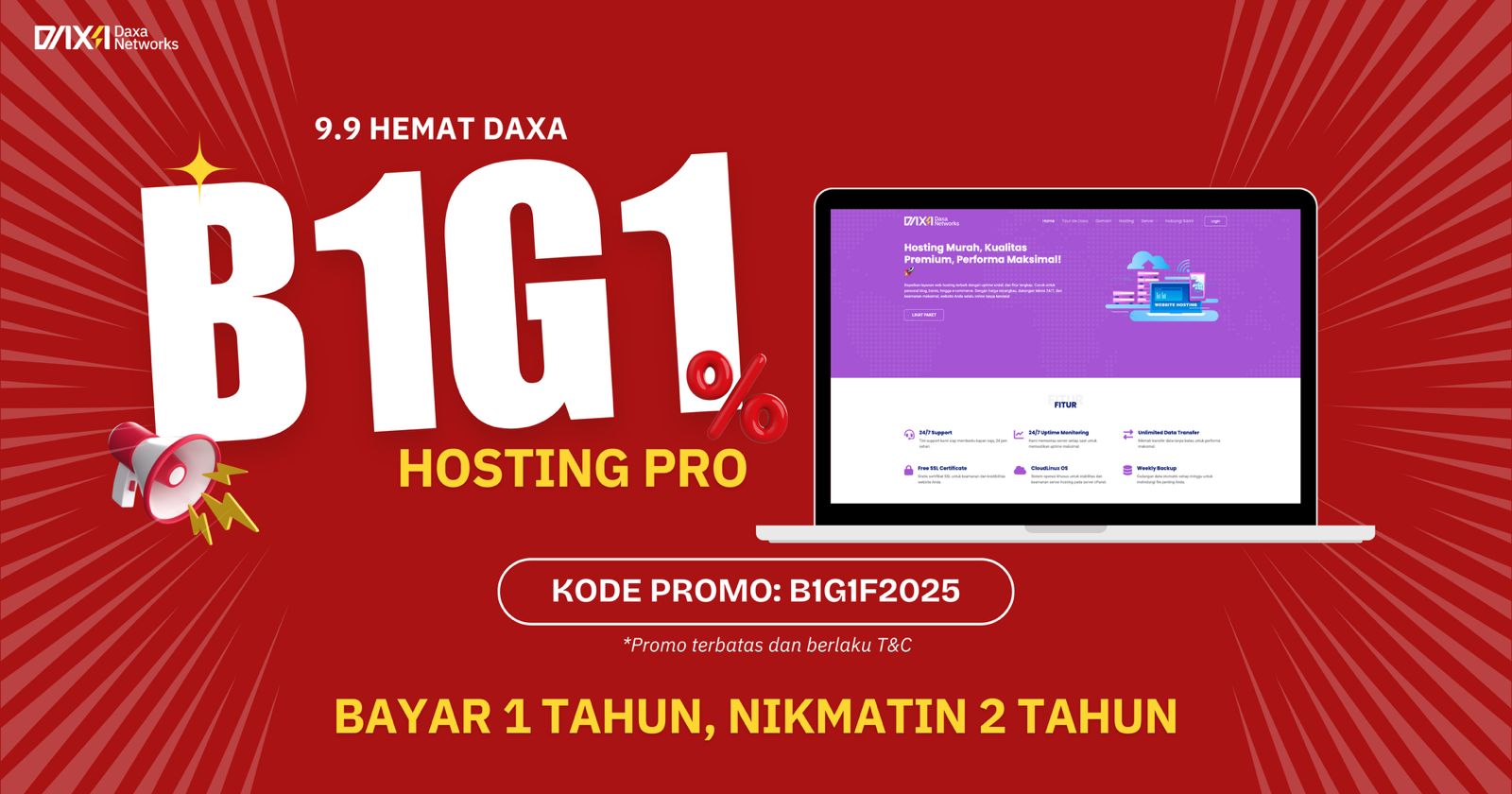 Promo 9.9 B1G1 Hosting PRO